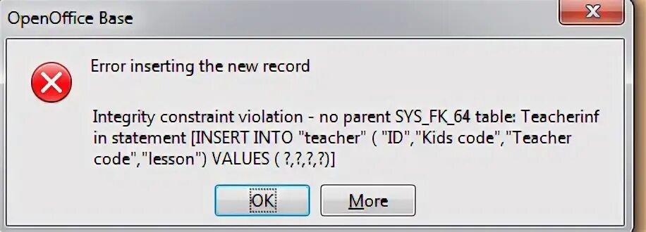 Integrity constraint. Integrity constraint Violation - no parent sys_FK_97 Table: поставщики. In Statement. Constraint Violation: too soon to change password.