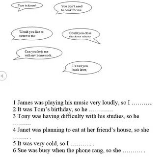 Complete each sentence below using reported speech
