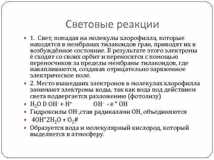 Возбуждение электронов в молекулах хлорофилла. Световые реакции. возбужденные состояние хлорофилла. световые реакции где. светового реакции стоматология.
