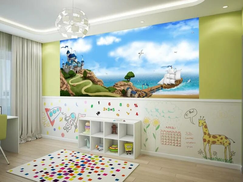 Океания детская. Фотообои для детской комнаты. Фотообои в интерьере детской. Фреска в детскую комнату д. Дизайнерские фрески для детской.