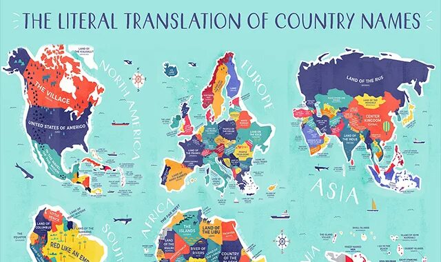 The literal translation of Country names. The literal translation of Country names на русском. Карта перевод названий стран. Карта с буквальным переводом стран. Перевод названий стран