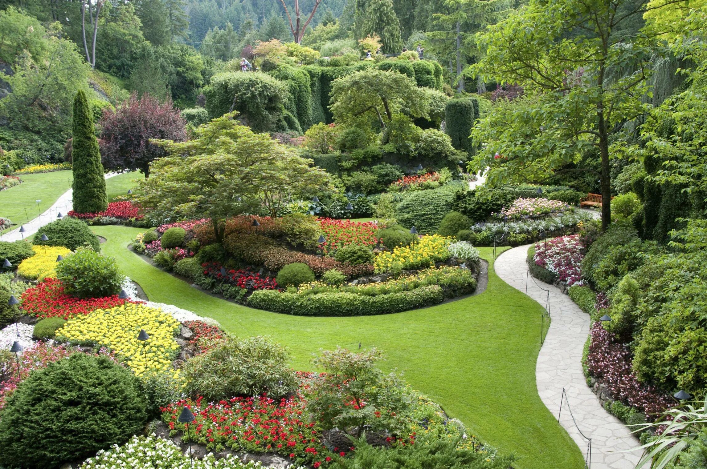 Хелен парк+ ландшафт. "Сады Бутчартов (the Butchart Gardens) Ванкувер, Канада. Ландшафтный пейзажный парковый стиль. Название природного ландшафта