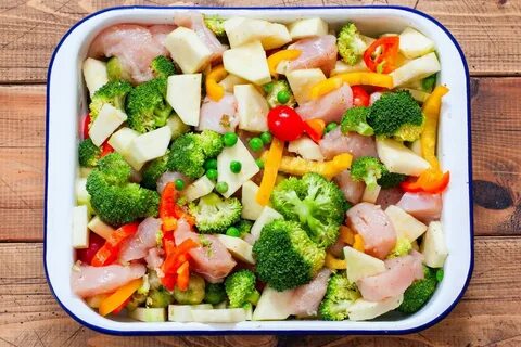 Запеченные овощи с филе курицы