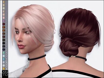 blockId: 'R-A-2063820-12' ) ) Doux SIMS 4 hair2Низкий пучок петля...