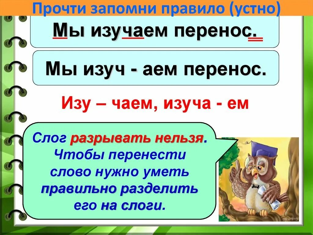 Перенос слов. Правило переноса. Правила переноса слов. Памятка перенос слов