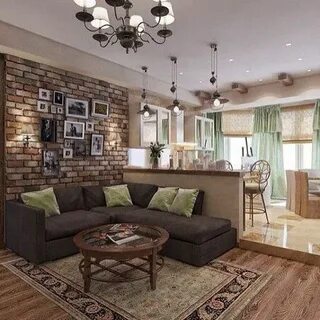 Зонирование кухни гостиной в частном доме