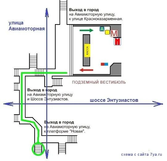 Метро авиамоторная выходы