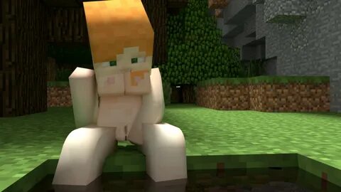 alex (minecraft), minecraft, 3d, breasts, green eyes, masturbation, red hai...