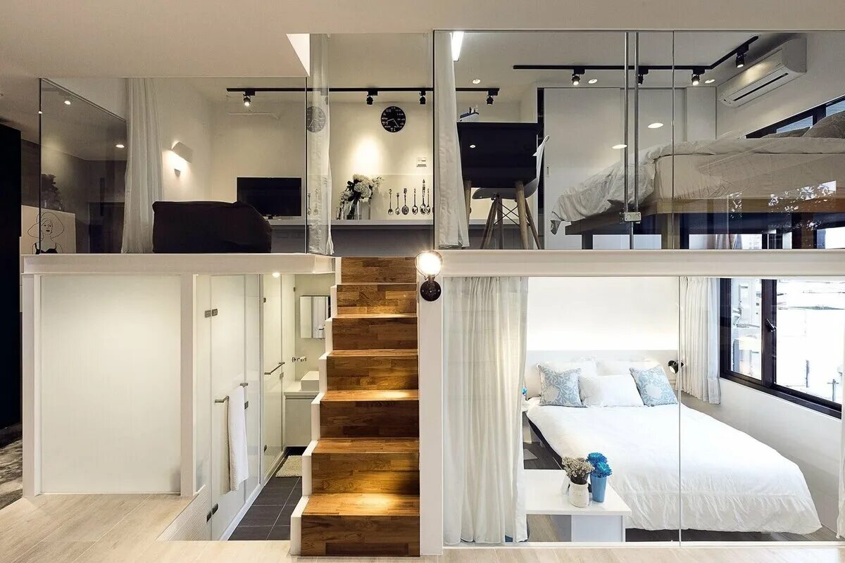 Разработка дизайна интерьера. Строительный проект. Антресольный второй ярус кровать чердак. Интересные интерьеры маленьких квартир. Многофункциональная мебель для маленькой квартиры.