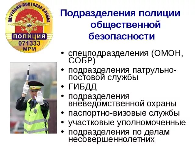Функции органов охраны общественного порядка