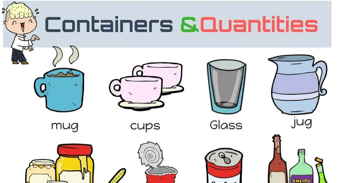 Quantities and Containers в английском. Емкости на английском языке. Емкости и контейнеры на английском. Ёмкости на ангдлийском.