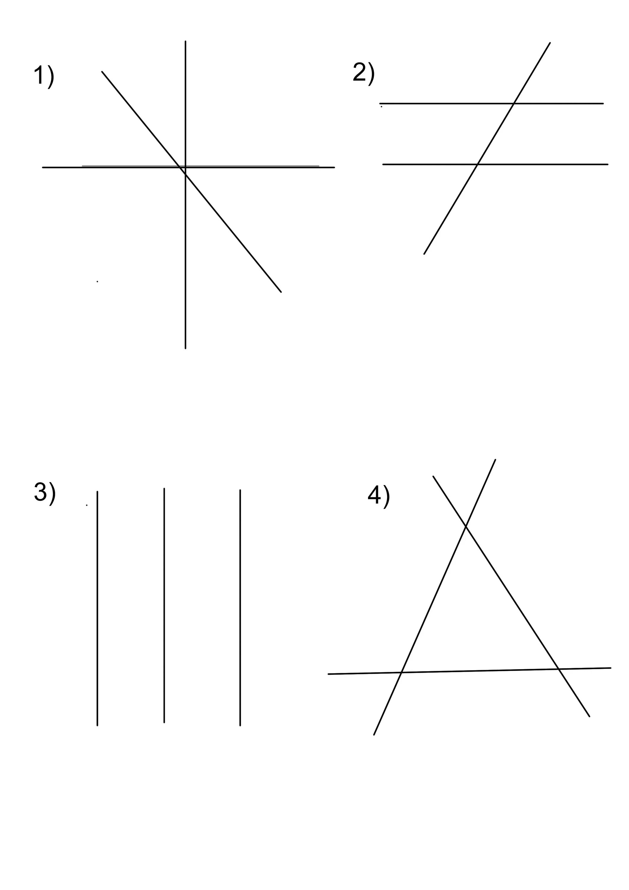 Три прямые попарно. Взаимное расположение трех прямых. Случаи взаимного расположения трех прямых на плоскости. Три случая расположения прямых в плоскости. Пересекающиеся линии.