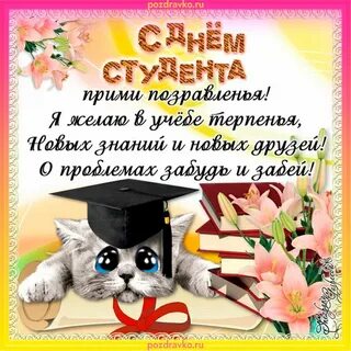Открытка с днем рождения студенту