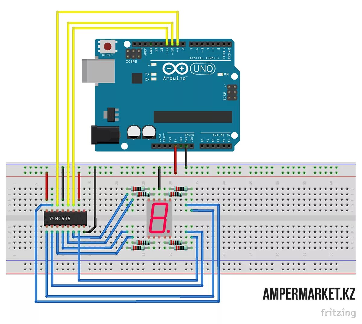 Регистры ардуино. Сдвиговый регистр 74hc595. Arduino 595 74hc595. Ардуино 74hc595 семисегментный индикатор. Arduino 7 сегментный индикатор 74hc595.