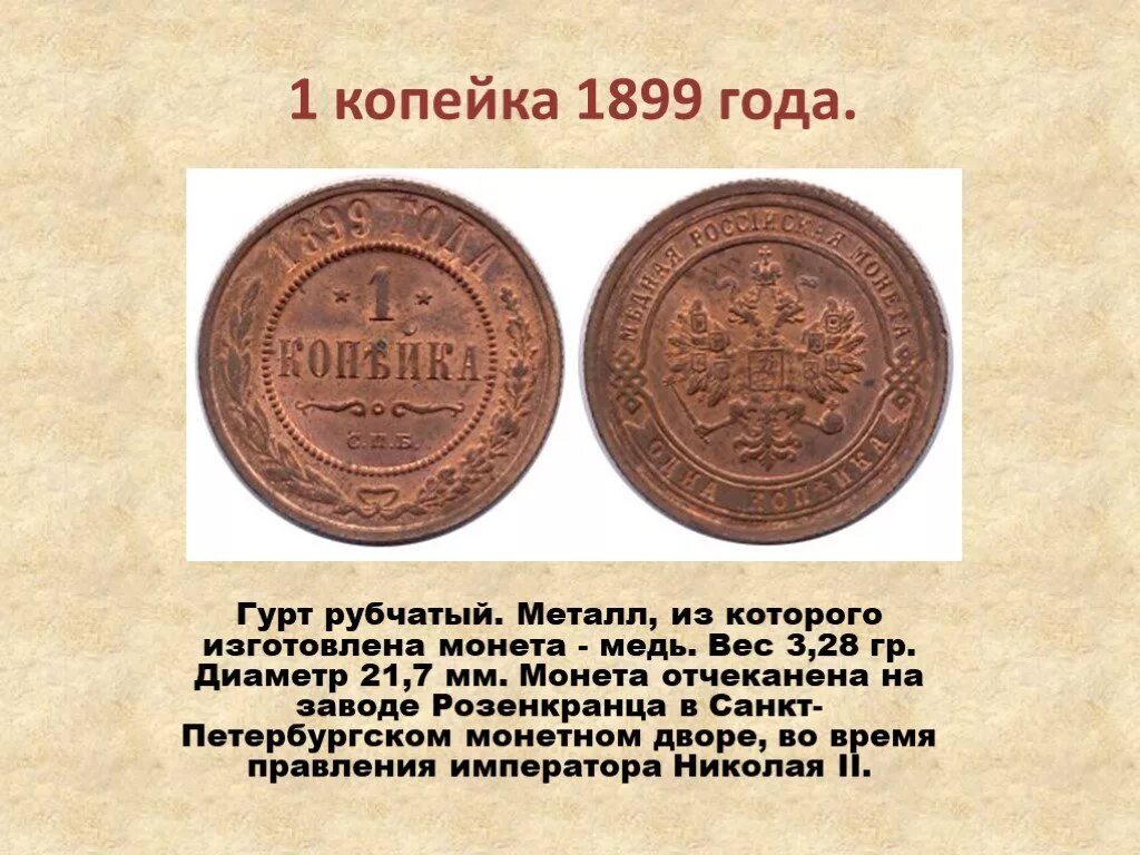 Монета 1 копейка 1899 год. Монета 1899 медь. История возникновения копейки. Монеты три копейки медь. Чем схожи разные монеты окружающий мир 3