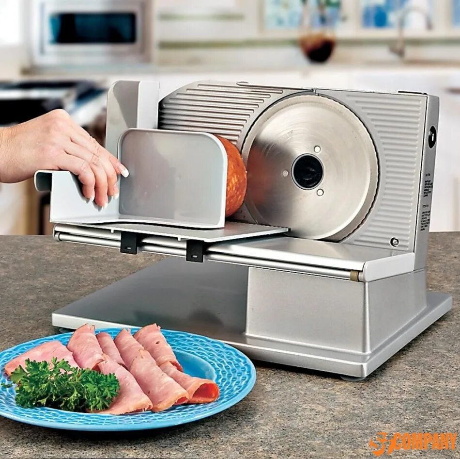 Купить слайсер для нарезки колбасы и сыра. Слайсер HBS-250. Слайсер meat Slicer. Слайсер HBS-220b VIATTO заточка. Полуавтоматический слайсер.