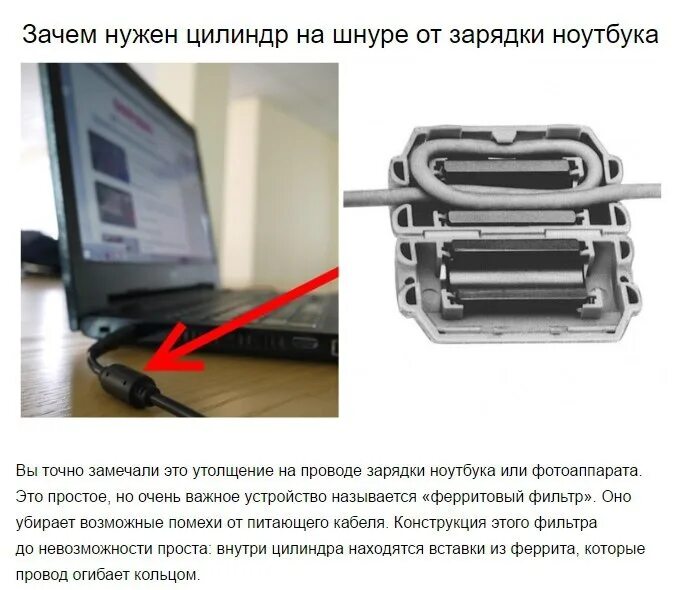 Направляющая зачем нужна. Цилиндр на шнуре от зарядки ноутбука. Ферритовый фильтр. Ферритовый фильтр в разрезе. Ферритовый фильтр для чего нужен.
