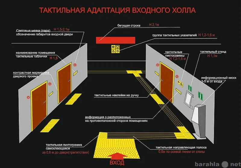 Какие требования предъявляют к помещениям. Оборудование входного холла для маломобильных групп населения. Тактильная адаптация входного холла. Тактильная разметка для инвалидов внутри здания схемы. Тактильную табличку "пути эвакуации" для инвалидов.