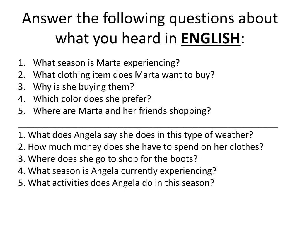 Your question перевод. Answer the following questions. Answer the following questions ответы на вопросы. Answer the questions about you. What about you answer the questions then tell the class перевод.