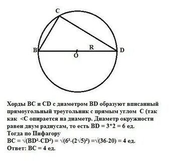 Найти площадь хорды