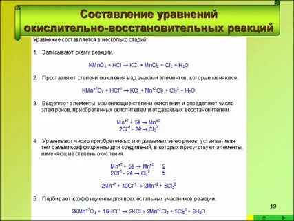 Составление электронного баланса окислительно восстановительных реакций