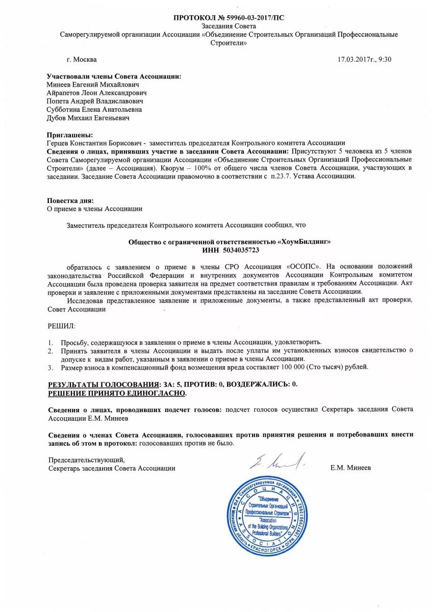 решение принято единогласно