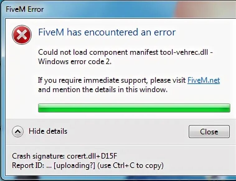 White list Error FIVEM. The application encountered an unrecoverable Error.