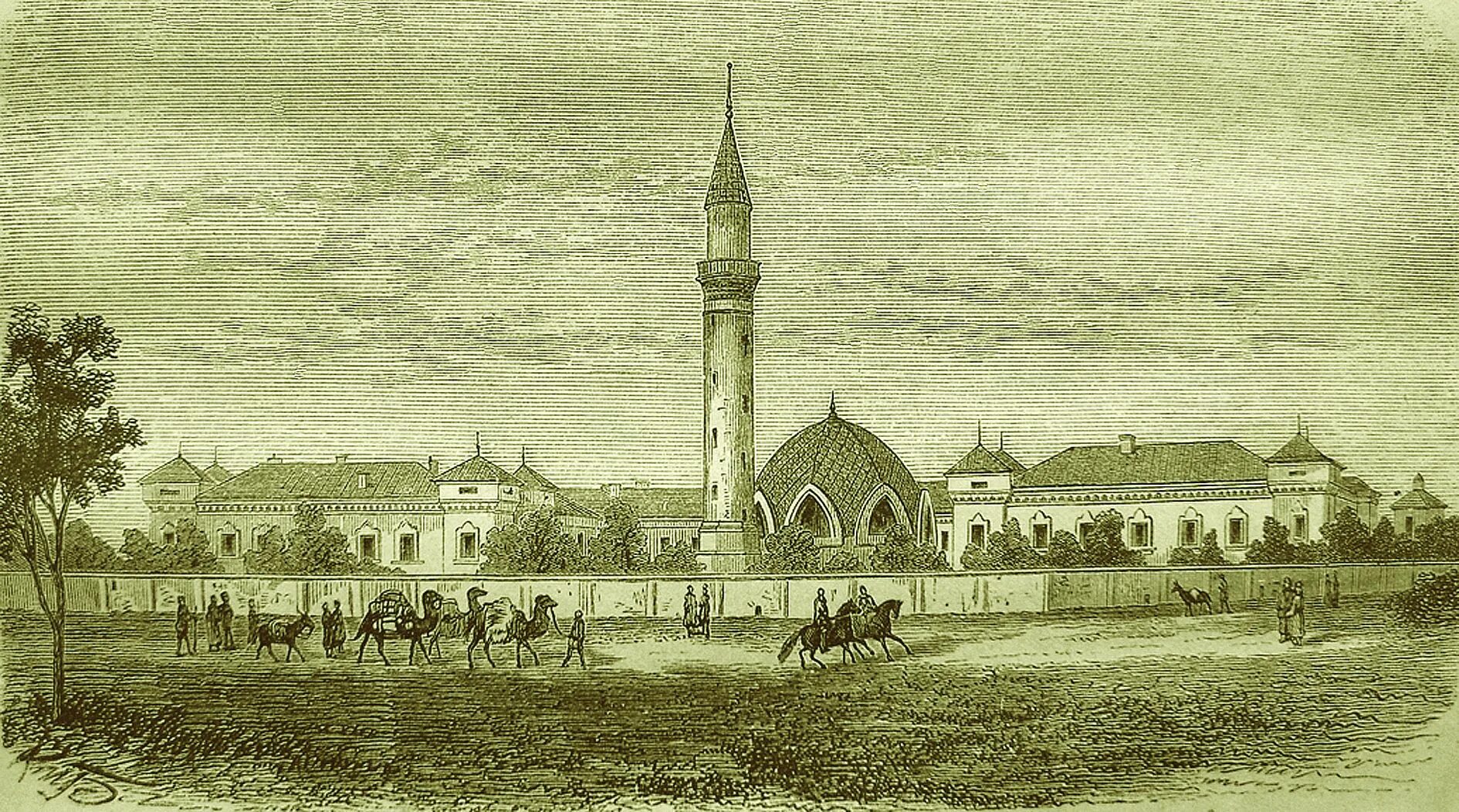 Караван-сарай (Оренбург). Караван сарай Оренбург 19 век. Мечеть Караван сарай. Оренбургская мечеть Караван сарая.