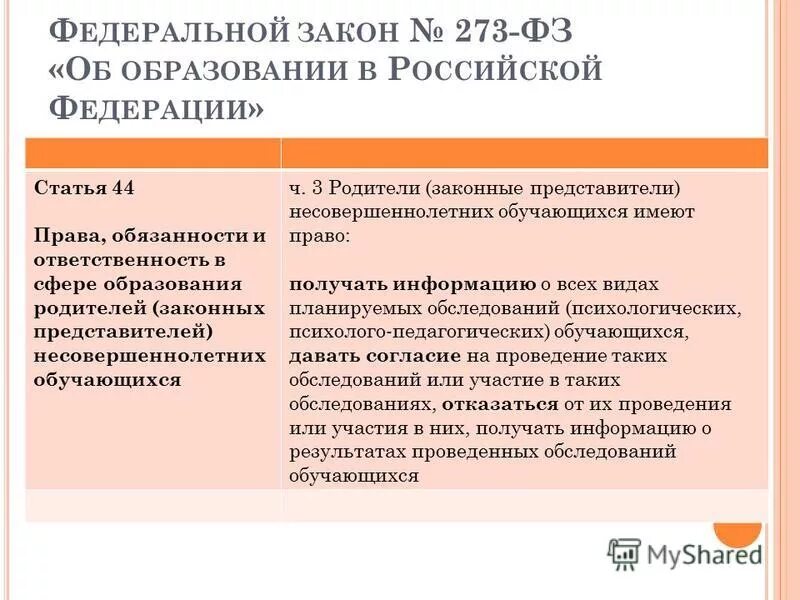 Статья 44 фз 273 об образовании