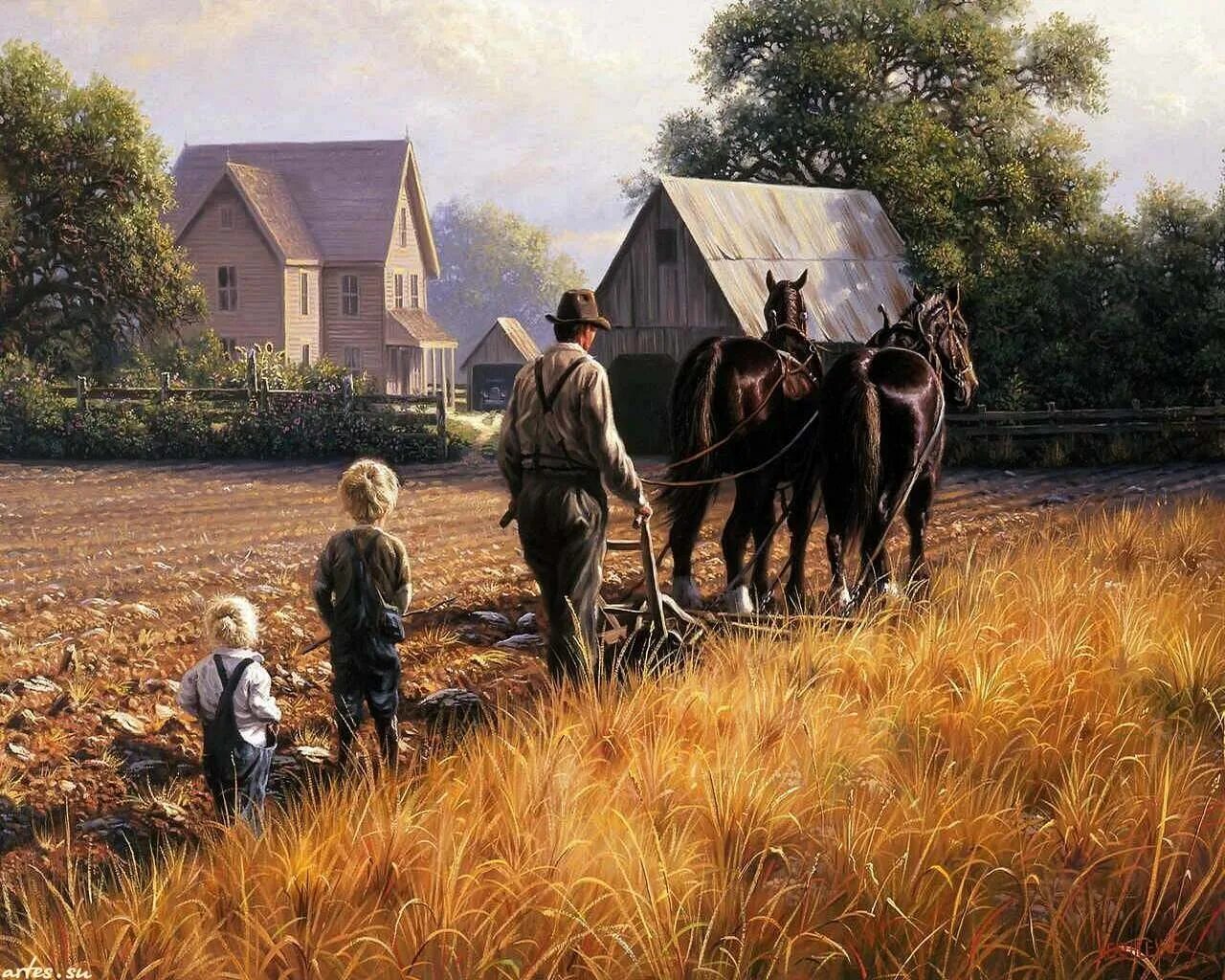 Художник Mark Keathley деревенская жизнь.