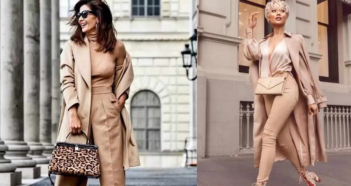 Тотал одежда. Стиль тотал беж. тотал беж лук 2025. стиль тотал лук. total look бежевый.
