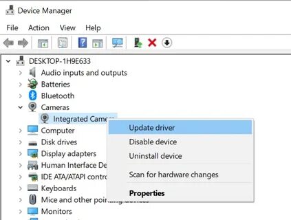 Device manager камеры