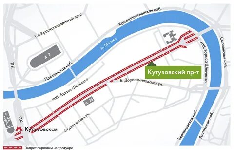 Кутузовский проспект на карте