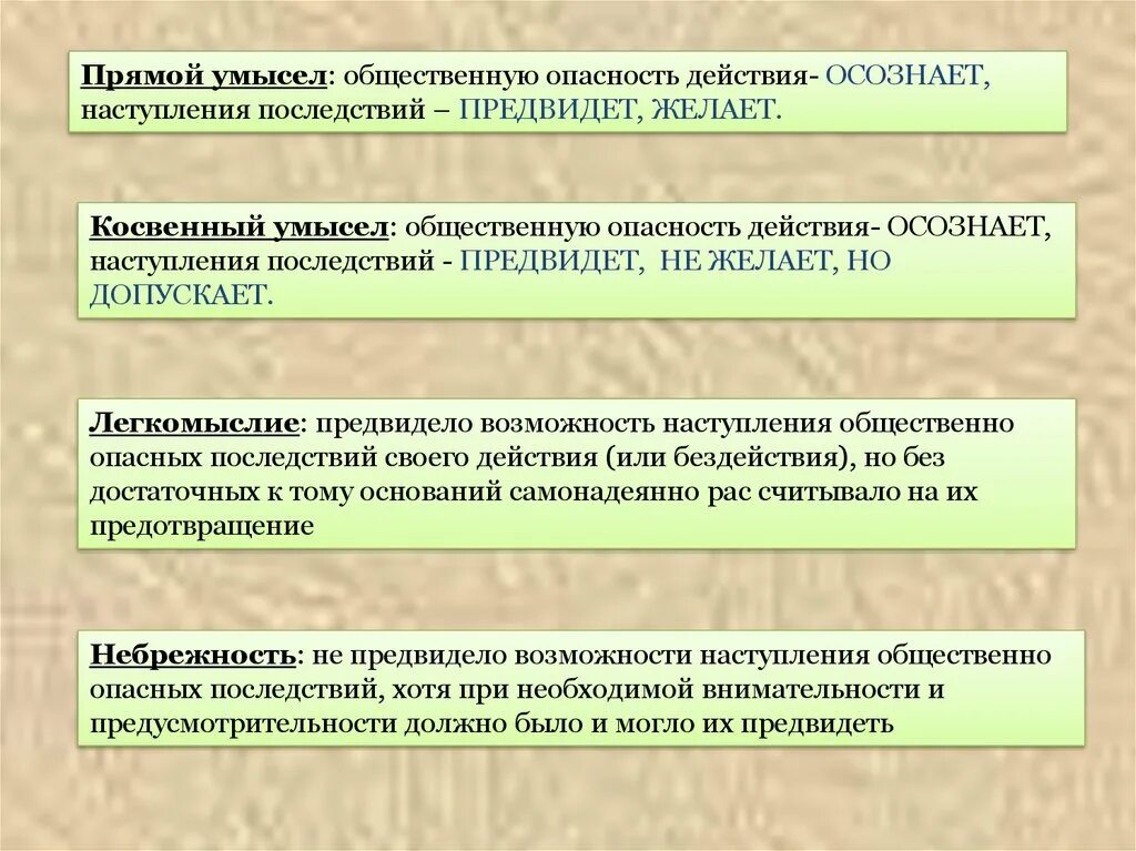 Наступление общественно опасных последствий. Лицо желает наступления общественно опасных последствий. Предвиденье общественной опасности последствий. Разграничение косвенного умысла и легкомыслия. Не предвидется