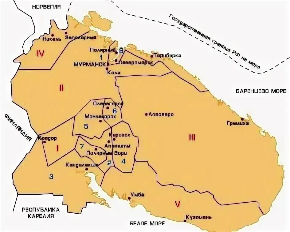 Города входящие в мурманскую область