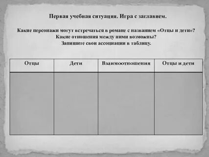 Характеры героев отцы и дети таблица