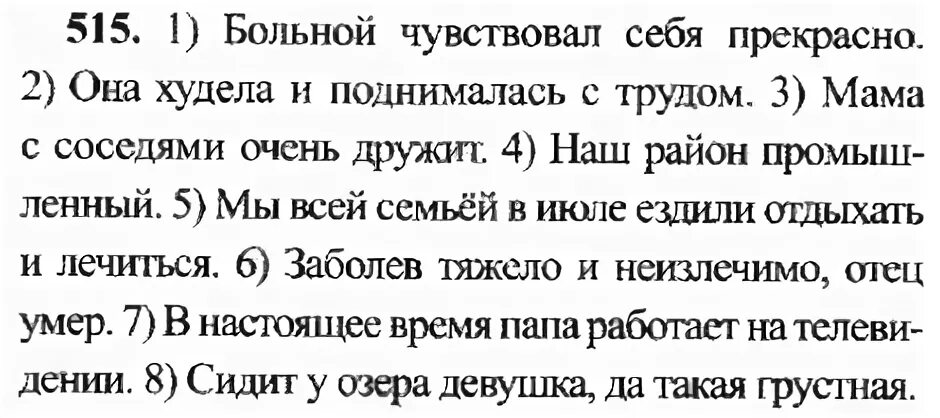 Русский язык 6 класс номер 515