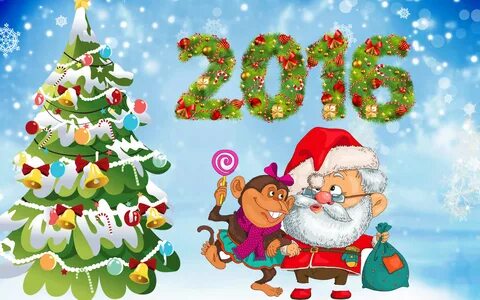 Скачать обои елка, обезьяна, Новый год, New Year, Monkey, 2016, раздел новый год
