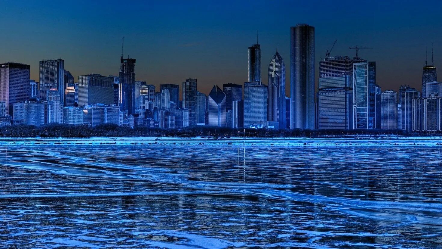 Фото 2560. Детройт небоскребы. Чикаго (Иллинойс) озеро голубой. Скайлайн Чикаго. Панорама Чикаго.
