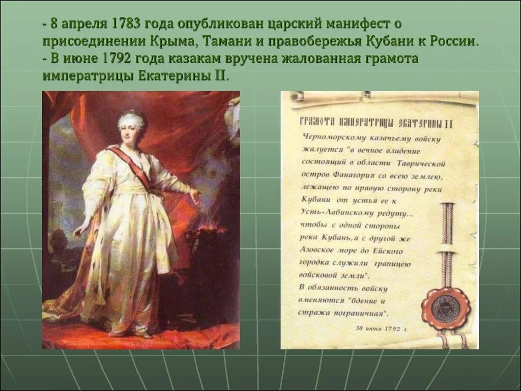 Какое событие 8 апреля. 1783 Манифест Екатерины. Указ Екатерины Великой о присоединении Крыма к России.