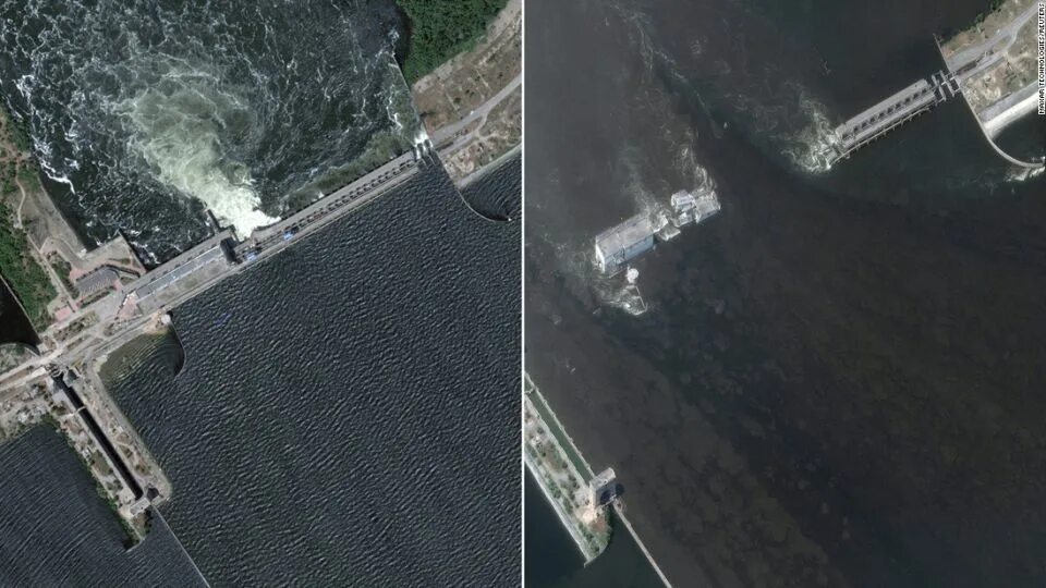 Space footage shows a significant shallowing of the Kakhovka reservoir