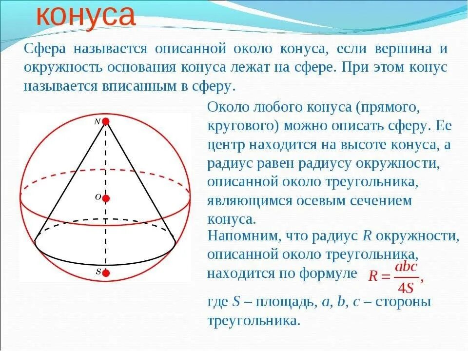 Шар вписан в круг. Сфера вписанная в конус. Образующая конуса вписанного в сферу. Шар описанный около конуса. Конус вписанный в окружность.