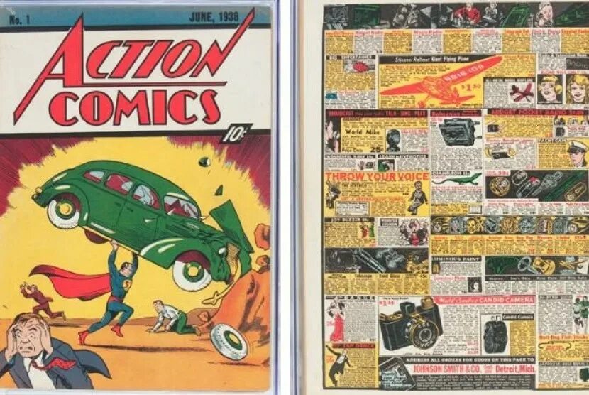 Комиксы про первый. Супермена в комиксе Action Comics #1. Супермен комикс 1938. Первый комикс про Супермена. Комиксы 1930 годов.