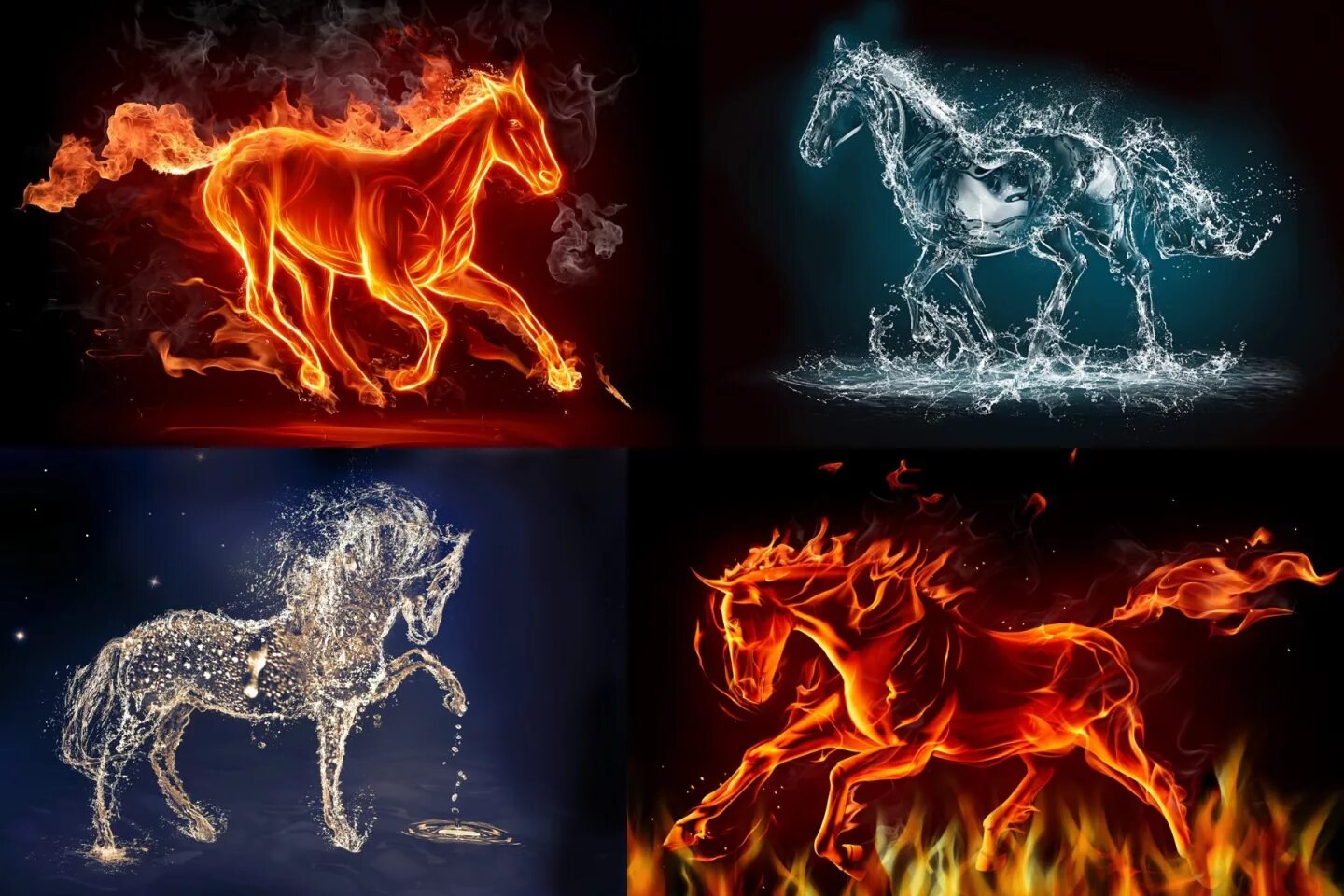 Лошади стихий. Огненный конь. 4 Стихии. Элементы природы.
