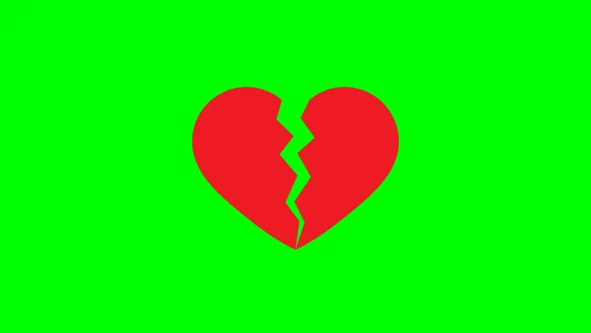 Разбитое сердце на зеленом фоне. Разбитое сердце футаж. broken heart смайлик green screen.
