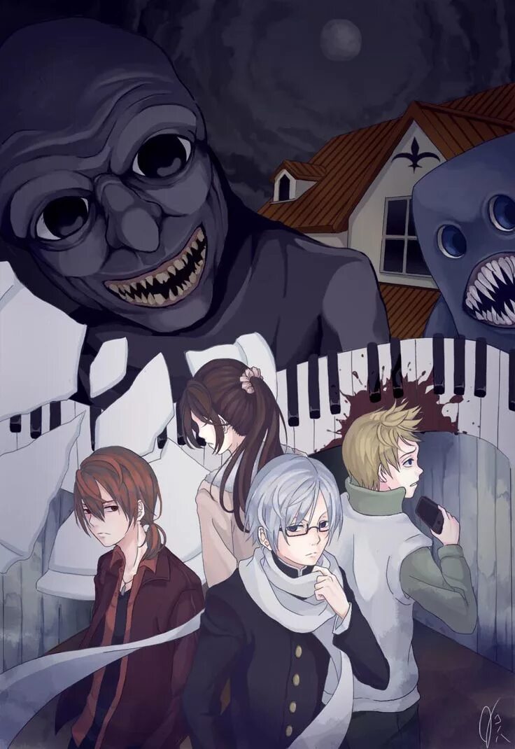 Подкроватный монстр аниме. Милые хорроры. Fran bow art. Призрак арт. Милые хорроры.