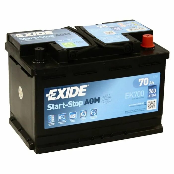 Аккумулятор exide 70. Exide start-stop agm ek700. exide ek700.