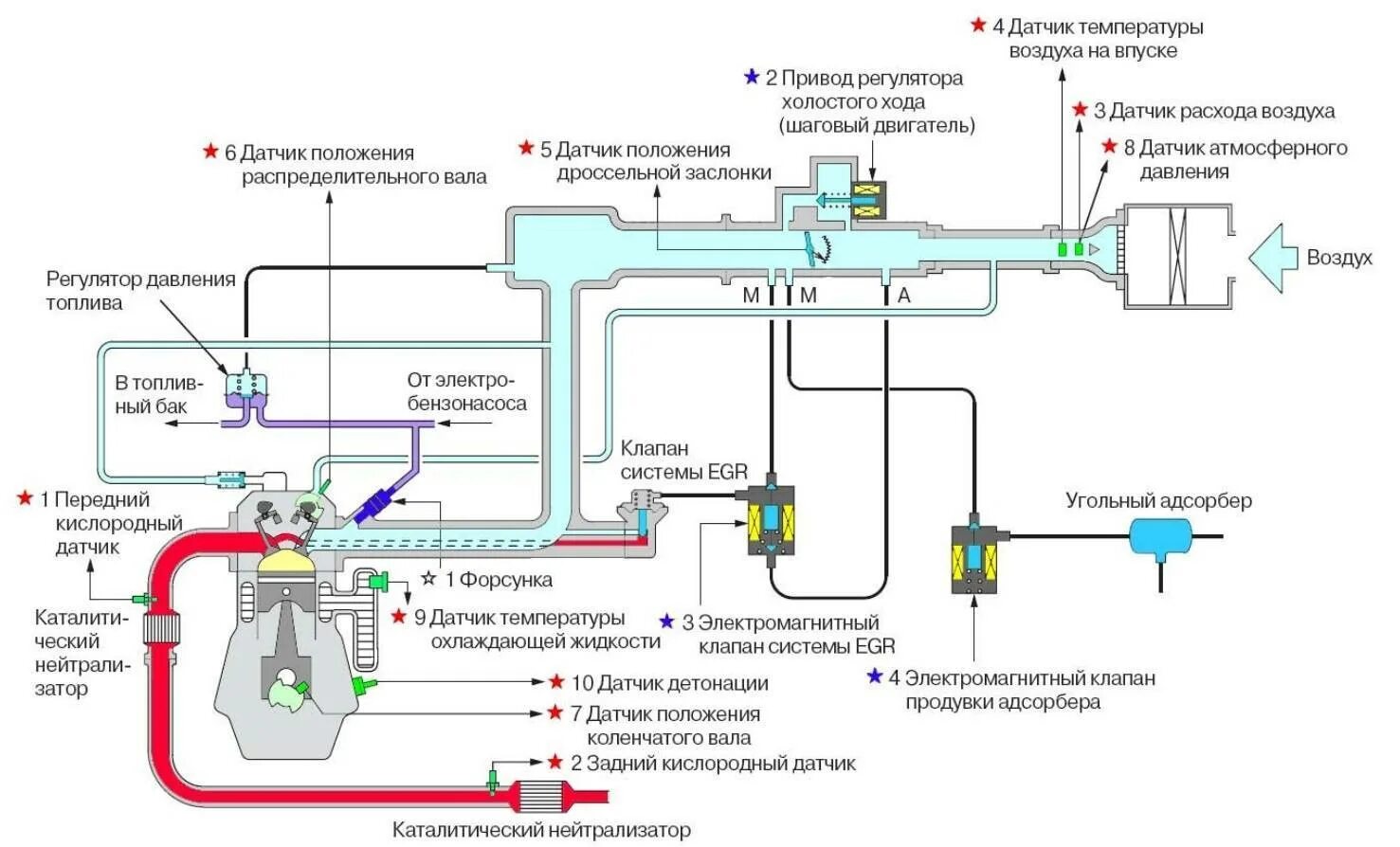 Схема топливной системы бензинового двигателя. Принцип работы топливной системы бензинового двигателя. Система впрыска MPI. Схема работы топливной системы инжекторного бензинового двигателя. Воздух в дизельном топливе