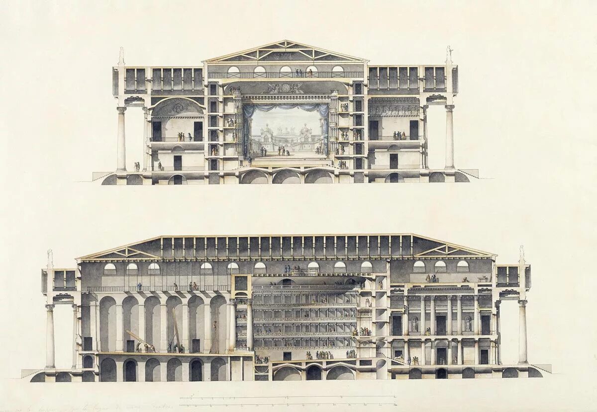Большой театр размеры. Джакомо Кваренги проект большого театра. Кваренги разрез Эрмитажного театра. Бове большой театр в Москве план. Александрийский драматический театр Санкт-Петербург 19 век.