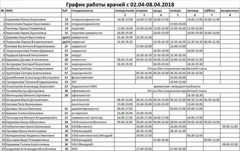 График работы детской поликлиники элиста
